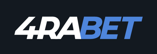 4raBet white & blue logo on a black background