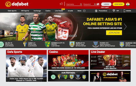 Dafabet India Homepage with Casino and Sports