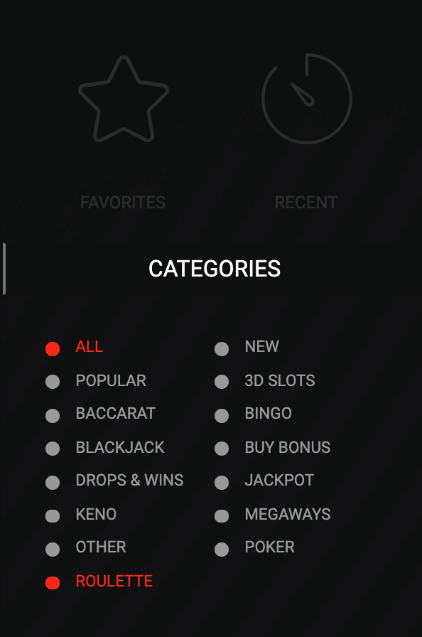 Casino Categories at Megapari