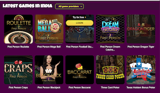 Selection of live casino games